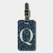 Classy Floral Monogrammed Letter Q blauw Bagagelabel (Voorkant verticaal)