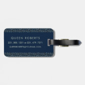 Classy Floral Monogrammed Letter Q blauw Bagagelabel (Achterkant horizontaal)