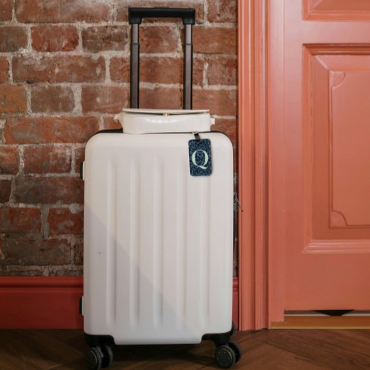 Classy Floral Monogrammed Letter Q blauw Bagagelabel