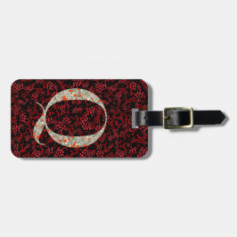 Classy Floral Monogrammed Letter Q donkerrood Bagagelabel