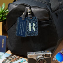 Classy Floral Monogrammed Letter R blauw