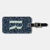 Classy Floral Monogrammed Letter R blauw Bagagelabel (Voorkant horizontaal)