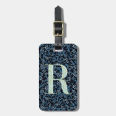 Classy Floral Monogrammed Letter R blauw Bagagelabel (Voorkant verticaal)
