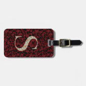 Classy Floral Monogrammed Letter S donkerrood Bagagelabel (Voorkant horizontaal)