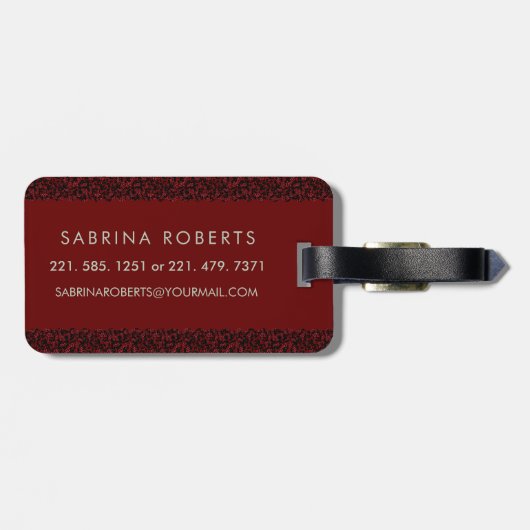 Classy Floral Monogrammed Letter S donkerrood Bagagelabel (Achterkant horizontaal)
