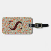 Classy Floral Monogrammed Letter S groen rood Bagagelabel (Voorkant horizontaal)