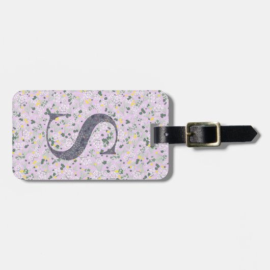 Classy Floral Monogrammed Letter S licht paarse Bagagelabel (Voorkant horizontaal)