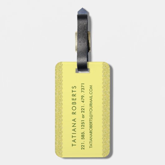 Classy Floral Monogrammed Letter T geel groen Bagagelabel (Achterkant verticaal)