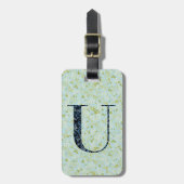 Classy Floral Monogrammed Letter U acqua Bagagelabel (Voorkant verticaal)