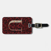 Classy Floral Monogrammed Letter U donkerrood Bagagelabel (Voorkant horizontaal)