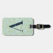 Classy Floral Monogrammed Letter V acqua Bagagelabel (Voorkant horizontaal)