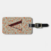 Classy Floral Monogrammed Letter V groen rood Bagagelabel (Voorkant horizontaal)