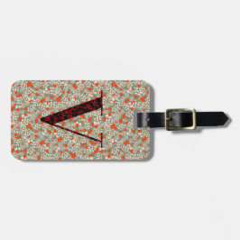 Classy Floral Monogrammed Letter V groen rood Bagagelabel