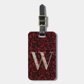 Classy Floral Monogrammed Letter W donkerrood Bagagelabel (Voorkant verticaal)