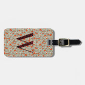 Classy Floral Monogrammed Letter W groen rood Bagagelabel (Voorkant horizontaal)