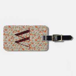 Classy Floral Monogrammed Letter W groen rood Bagagelabel