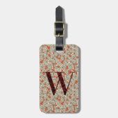 Classy Floral Monogrammed Letter W groen rood Bagagelabel (Voorkant verticaal)