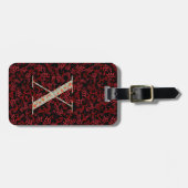 Classy Floral Monogrammed Letter X donkerrood Bagagelabel (Voorkant horizontaal)