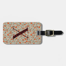 Classy Floral Monogrammed Letter X groen rood Bagagelabel