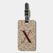 Classy Floral Monogrammed Letter X groen rood Bagagelabel (Voorkant verticaal)
