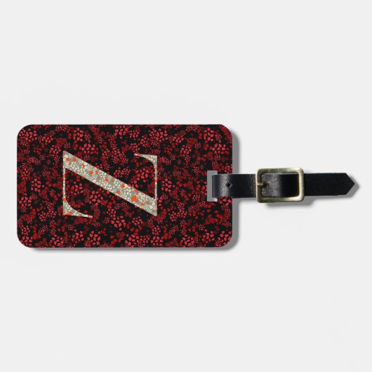Classy Floral Monogrammed Letter Z donkerrood Bagagelabel (Voorkant horizontaal)