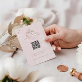 Classy Floral Moon Stars Tiara Quinceañera QR-code RSVP Kaartje