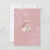 Classy Floral Moon Stars Tiara Quinceañera QR-code RSVP Kaartje (Achterkant)