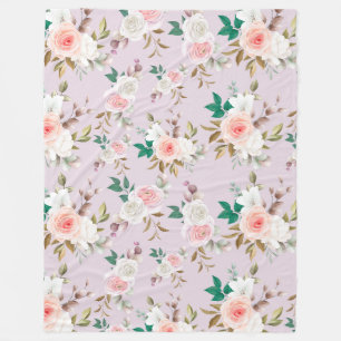 Classy Floral Pattern Fleece Deken