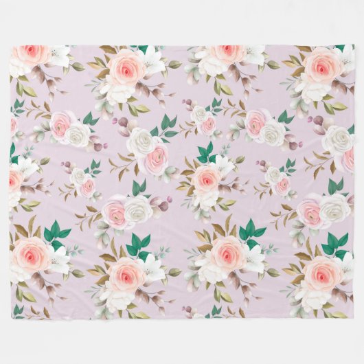 Classy Floral Pattern Fleece Deken (Voorkant (Horizontaal))