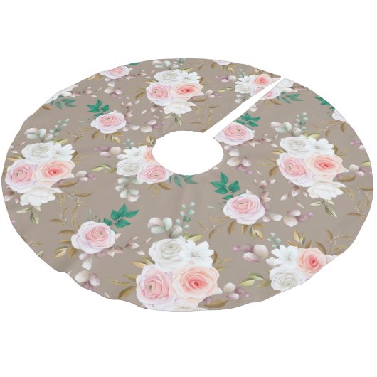 Classy Floral Pattern Kerstboom Rok (Gekanteld)