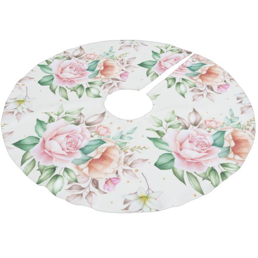 Classy Floral Pattern Kerstboom Rok (Gekanteld)