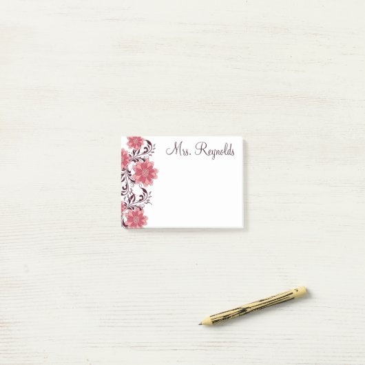 Classy Floral Post-it® Notes (Op bureau)