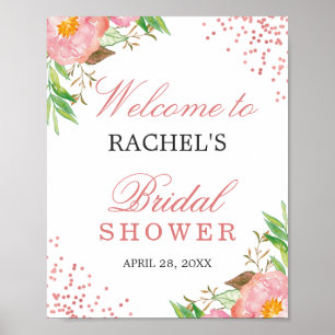 Classy Floral Roos Roze Confetti Vrijgezellenfeest Poster