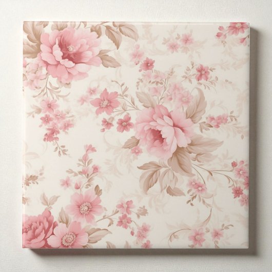 Classy Floral Rose Pink Tegeltje