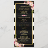 Classy Floral Stripes Gold Lijst Wedding Program Programmakaart (Voorkant)
