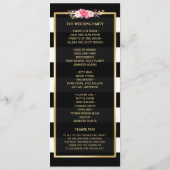 Classy Floral Stripes Gold Lijst Wedding Program Programmakaart (Achterkant)
