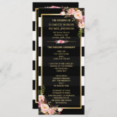 Classy Floral Stripes Gold Lijst Wedding Program Programmakaart (Voorkant / Achterkant)
