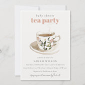 Classy Floral Tea Cup Baby shower Tea Party Kaart (Voorkant)