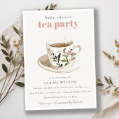 Classy Floral Tea Cup Baby shower Tea Party Kaart