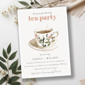 Classy Floral Tea Cup Housewarming Tea Party Kaart