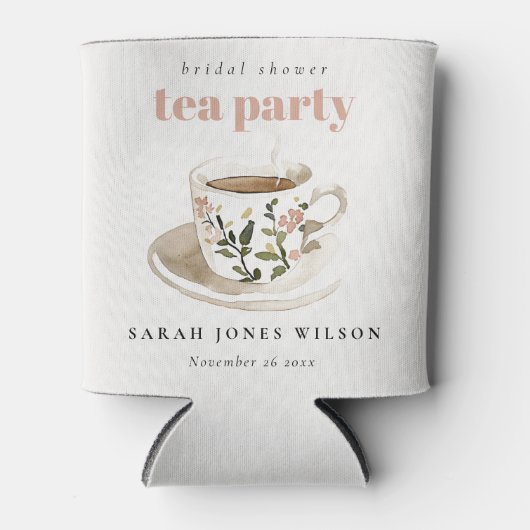 Classy Floral Tea Cup Vrijgezellenfeest Tea Party Blikjeskoeler (Voorkant)