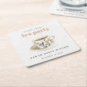 Classy Floral Tea Cup Vrijgezellenfeest Tea Party Kartonnen Onderzetters (Schuin)