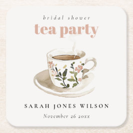 Classy Floral Tea Cup Vrijgezellenfeest Tea Party Kartonnen Onderzetters