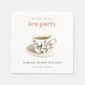 Classy Floral Tea Cup Vrijgezellenfeest Tea Party Servet (Voorkant)