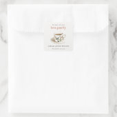 Classy Floral Tea Cup Vrijgezellenfeest Tea Party Vierkante Sticker (Tas)