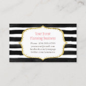 Classy Floral Waterverf Black White Striped Visitekaartje (Achterkant)