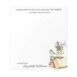 Classy Floral Waterverf Book Lover Quote Tea Cup Notitieblok
