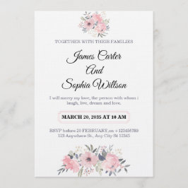 Classy Floral Wedding Invitation elegant card Kaart