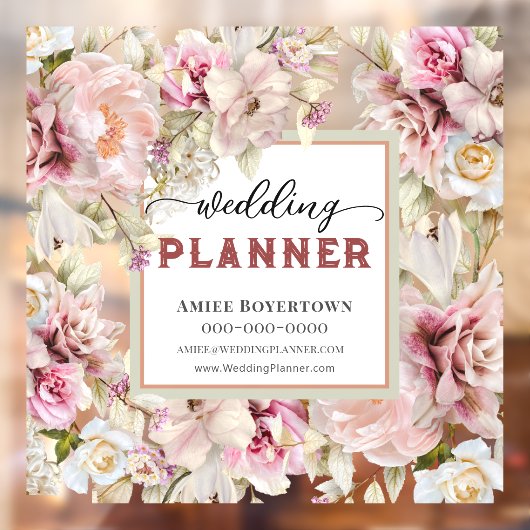 Classy Floral Wedding Planner Business Raamsticker (Vel 2)