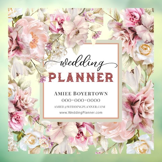 Classy Floral Wedding Planner Business Raamsticker (Vel 3)